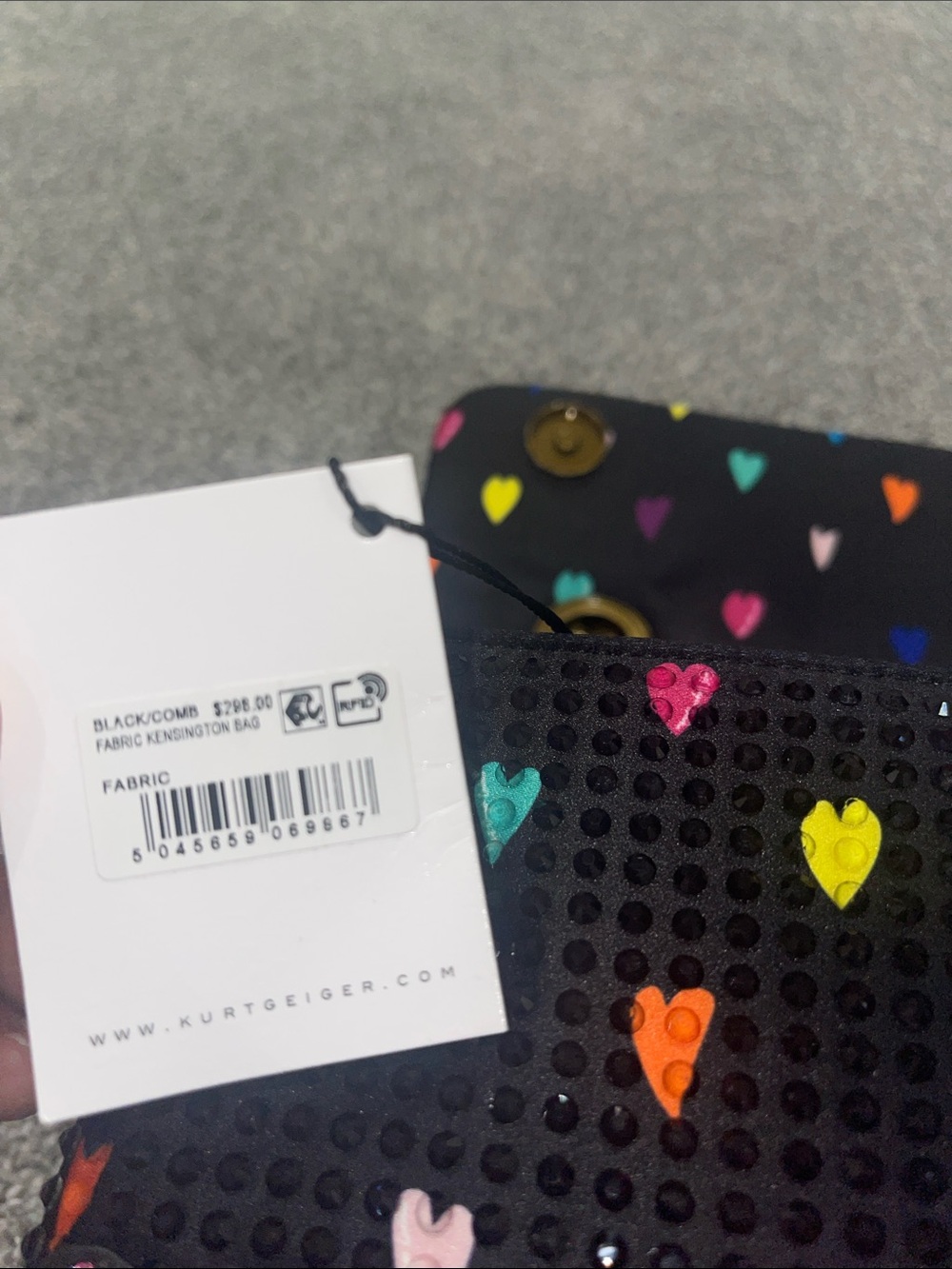 Kurt Geiger Black Multicolor Crystal Heart Crossbody Bag - Picture 9 of 17